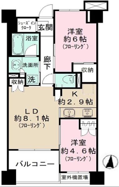 東京都板橋区小茂根1丁目(賃貸マンション2LDK・3階・51.78㎡)の写真 その2