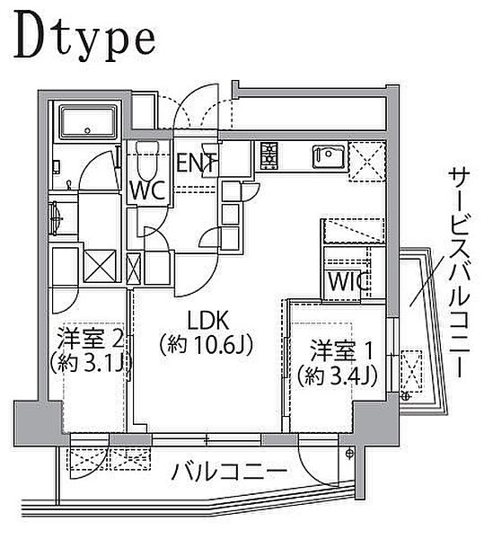 東京都板橋区坂下2丁目(賃貸マンション2LDK・5階・41.14㎡)の写真 その2