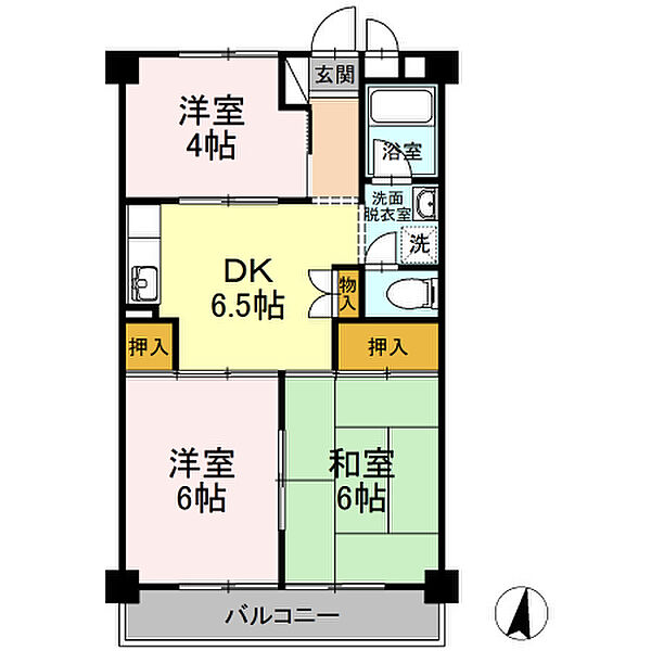 長瀬第一マンション 406｜東京都練馬区田柄1丁目(賃貸マンション3DK・4階・52.25㎡)の写真 その2