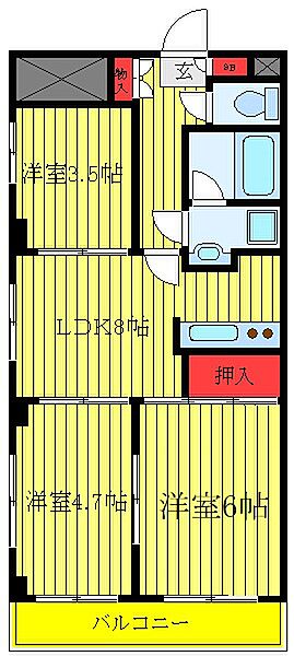 東京都北区赤羽2丁目(賃貸マンション3DK・4階・48.10㎡)の写真 その2