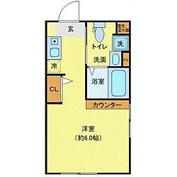 JR埼京線 十条駅 徒歩15分の賃貸マンション 2階ワンルームの間取り