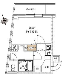 レピュア西尾久レジデンス 3階1Kの間取り