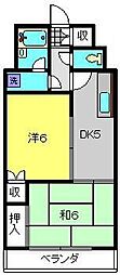 トリムパークマンション 5階2DKの間取り