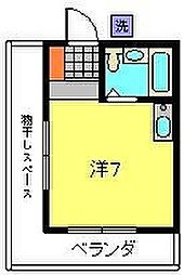 ベルメゾン弘明寺 4階ワンルームの間取り