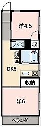 富士コーポ 2DKの間取図画像