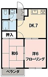 コンフォート23 2DKの間取図画像