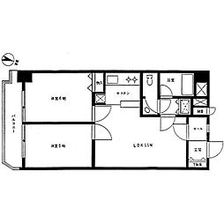 カーサ元町 2LDKの間取図画像