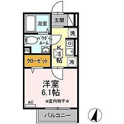 クレールコート井土ヶ谷 1Kの間取図画像
