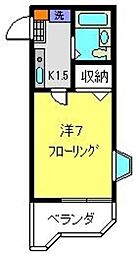 コパーズ・アプト港南6パート2 1Kの間取図画像