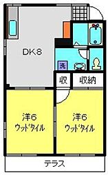 山本ハイツ 2DKの間取図画像