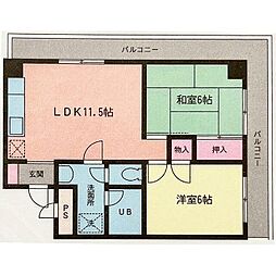 広地ハイツ 2LDKの間取図画像