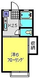 ドミール中里 1Kの間取図画像