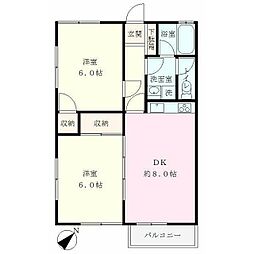 光ハイツ 2DKの間取図画像