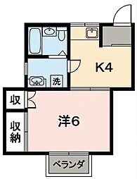 野本ハイツ 1Kの間取図画像