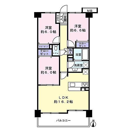 専有面積約78.56?・3LDK 南向き・ペット飼育可です