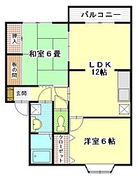 ベルエポックまるはち 1階2LDKの間取り