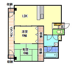マンションステラ 2LDKの間取図画像