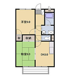 JR飯田線 桜町駅 徒歩8分の賃貸アパート 1階2DKの間取り