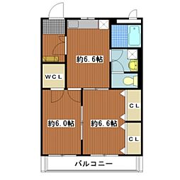 イーハトーヴ 2DKの間取図画像