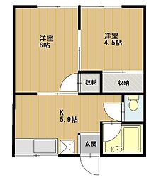 吉政ハイツ 2Kの間取図画像