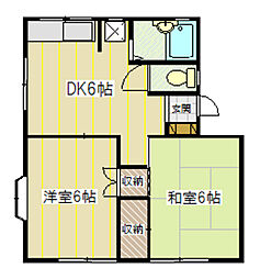 ハイツ唐沢2 2DKの間取図画像