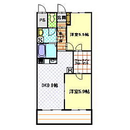 フォンテいがら壱番館 2LDKの間取図画像