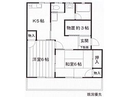 フォレストコーポ芳田 2階2DKの間取り