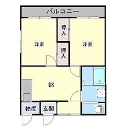 大京観光マンション 2DKの間取図画像