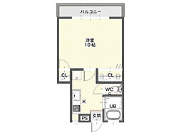 コーポコスモスB 1Kの間取図画像