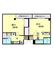 ウェスト島立 ワンルームの間取図画像