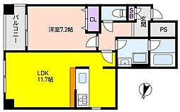 ドルチェ芦屋 1LDKの間取図画像