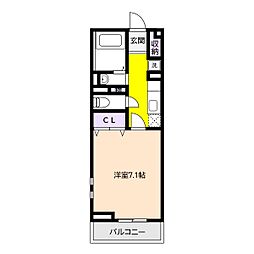 メゾンもくれん 1Kの間取図画像
