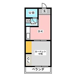 ハイクリプトメリア 1DKの間取図画像