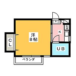 サニーテラス 1Kの間取図画像