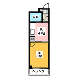 グレースヒルズ 1Kの間取図画像