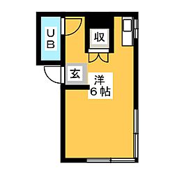 ニュープリンスハイツ ワンルームの間取図画像