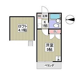 ロゼリア 1Kの間取図画像