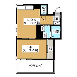 シティーコート 1LDKの間取図画像