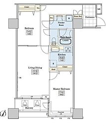 レジディアタワー上池袋タワーサイド 2LDKの間取図画像