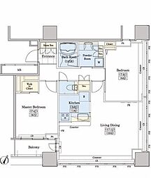 レジディアタワー上池袋タワーサイド 2LDKの間取図画像