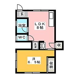吉川ハイツ 1LDKの間取図画像