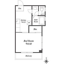 セラビハイツ 1Kの間取図画像