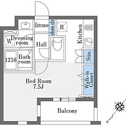 ラドゥセール巣鴨East ワンルームの間取図画像