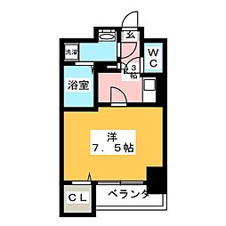 HILLs飛鳥山 1Kの間取図画像