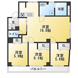 第1コミヤビリーフ 3LDKの間取図画像
