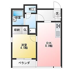 松屋ビル 1LDKの間取図画像