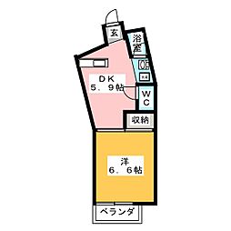 グランドールハイツ 1DKの間取図画像