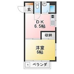 コーポ石川 1DKの間取図画像