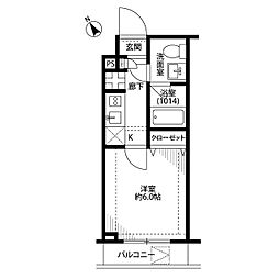 プレール・ドゥーク上池袋 1Kの間取図画像