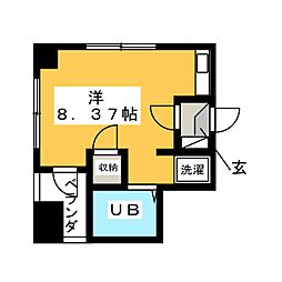 アフニイ駒込 ワンルームの間取図画像